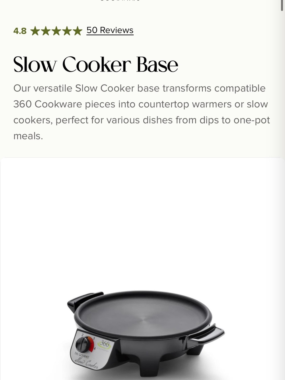 360 Cookware Slow Cooker Base - Picture 4 of 5